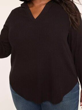 Lane Bryant Notch-Neck Hoodie Top – 18/20 (NWT) | Ribbed Knit